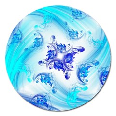 Summer Ice Flower Magnet 5  (round) by designsbyamerianna