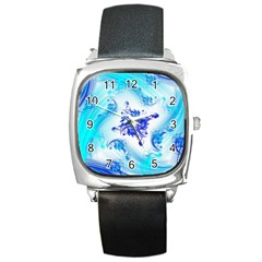 Summer Ice Flower Square Metal Watch