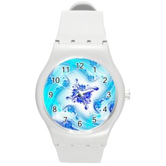 Summer Ice Flower Round Plastic Sport Watch (M)