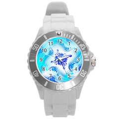 Summer Ice Flower Round Plastic Sport Watch (L)