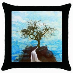 Single Tree Throw Pillow Case (black)