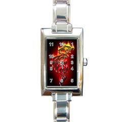 Dragon Fire Rectangle Italian Charm Watch by BangZart