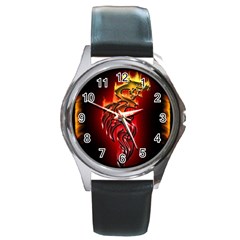 Dragon Fire Round Metal Watch