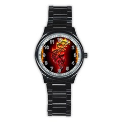 Dragon Fire Stainless Steel Round Watch