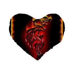 Dragon Fire Standard 16  Premium Flano Heart Shape Cushions by BangZart