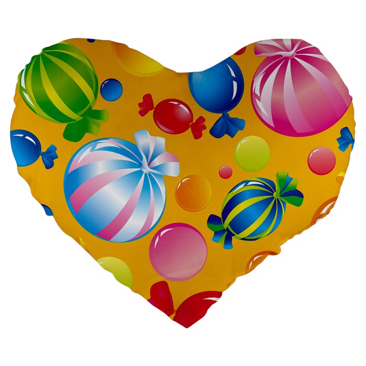 Sweets And Sugar Candies Vector  Large 19  Premium Heart Shape Cushions