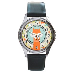 Foxy Fox Canvas Art Print Traditional Round Metal Watch by BangZart