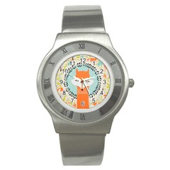 Foxy Fox Canvas Art Print Traditional Stainless Steel Watch by BangZart