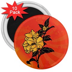 Vector Asian Flowers 3  Magnets (10 Pack)  by BangZart