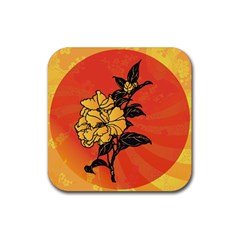 Vector Asian Flowers Rubber Coaster (square)  by BangZart