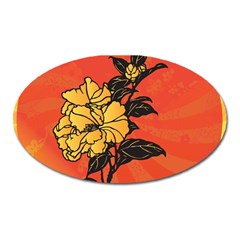 Vector Asian Flowers Oval Magnet