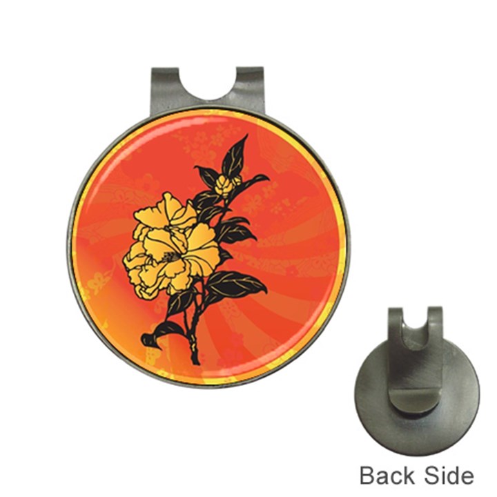 Vector Asian Flowers Hat Clips with Golf Markers