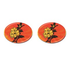 Vector Asian Flowers Cufflinks (oval) by BangZart