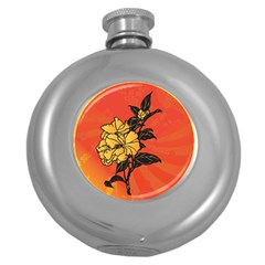 Vector Asian Flowers Round Hip Flask (5 Oz) by BangZart