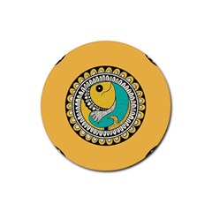 Madhubani Fish Indian Ethnic Pattern Rubber Round Coaster (4 Pack) 