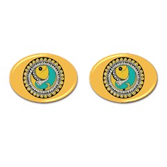 Madhubani Fish Indian Ethnic Pattern Cufflinks (oval) by BangZart