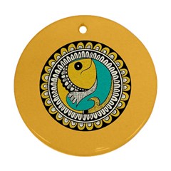 Madhubani Fish Indian Ethnic Pattern Round Ornament (two Sides)