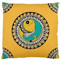 Madhubani Fish Indian Ethnic Pattern Large Cushion Case (two Sides) by BangZart