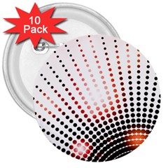 Radial Dotted Lights 3  Buttons (10 Pack) 