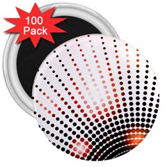 Radial Dotted Lights 3  Magnets (100 Pack) by BangZart