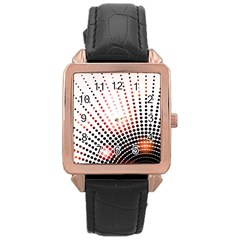 Radial Dotted Lights Rose Gold Leather Watch  by BangZart