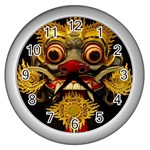 Bali Mask Wall Clocks (Silver)  Front