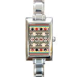 Tribal Pattern Rectangle Italian Charm Watch Front