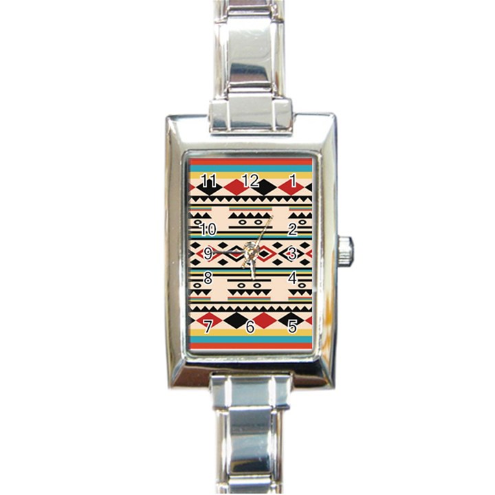 Tribal Pattern Rectangle Italian Charm Watch