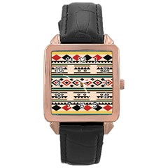 Tribal Pattern Rose Gold Leather Watch  by BangZart