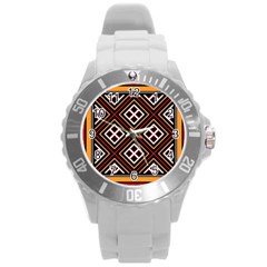 Toraja Pattern Pa re po  Sanguba ( Dancing Alone ) Round Plastic Sport Watch (l) by BangZart