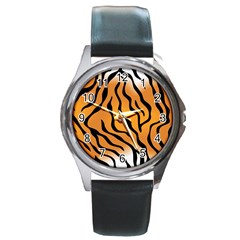 Tiger Skin Pattern Round Metal Watch by BangZart