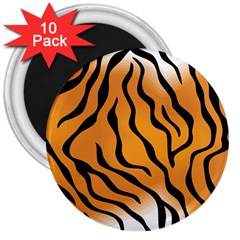 Tiger Skin Pattern 3  Magnets (10 Pack)  by BangZart