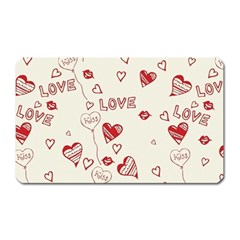 Pattern Hearts Kiss Love Lips Art Vector Magnet (rectangular) by BangZart