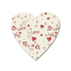 Pattern Hearts Kiss Love Lips Art Vector Heart Magnet by BangZart