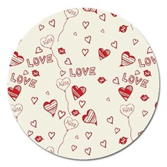 Pattern Hearts Kiss Love Lips Art Vector Magnet 5  (round) by BangZart