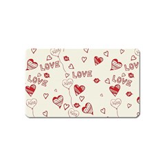 Pattern Hearts Kiss Love Lips Art Vector Magnet (name Card) by BangZart