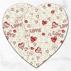 Pattern Hearts Kiss Love Lips Art Vector Jigsaw Puzzle (heart) by BangZart