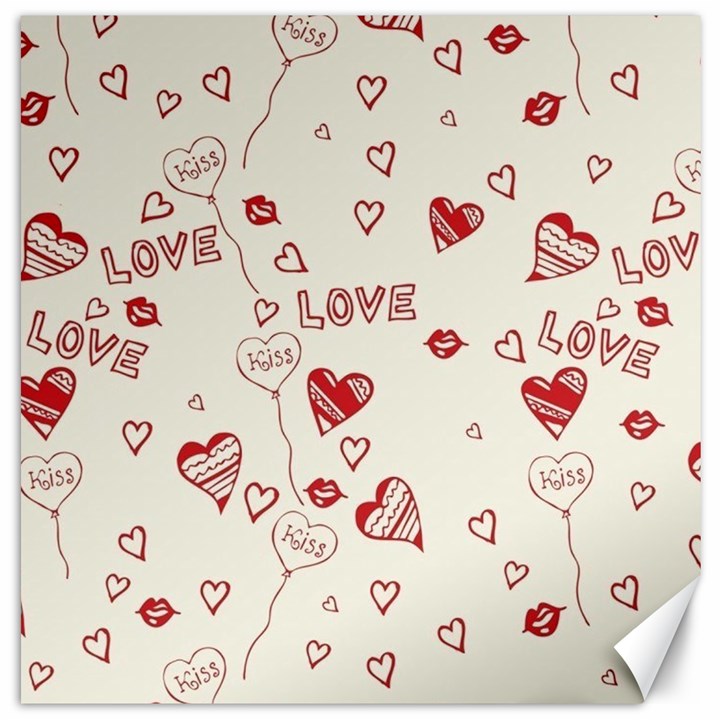 Pattern Hearts Kiss Love Lips Art Vector Canvas 16  x 16  