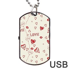 Pattern Hearts Kiss Love Lips Art Vector Dog Tag Usb Flash (two Sides) by BangZart