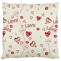 Pattern Hearts Kiss Love Lips Art Vector Large Cushion Case (two Sides) by BangZart