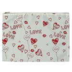 Pattern Hearts Kiss Love Lips Art Vector Cosmetic Bag (XXL)  Front