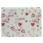 Pattern Hearts Kiss Love Lips Art Vector Cosmetic Bag (XXL)  Back