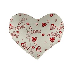 Pattern Hearts Kiss Love Lips Art Vector Standard 16  Premium Heart Shape Cushions by BangZart