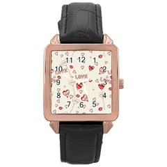 Pattern Hearts Kiss Love Lips Art Vector Rose Gold Leather Watch  by BangZart