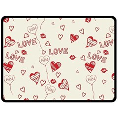 Pattern Hearts Kiss Love Lips Art Vector Double Sided Fleece Blanket (large)  by BangZart