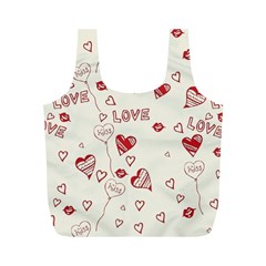 Pattern Hearts Kiss Love Lips Art Vector Full Print Recycle Bags (m)  by BangZart