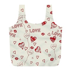 Pattern Hearts Kiss Love Lips Art Vector Full Print Recycle Bags (l)  by BangZart