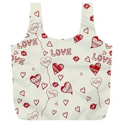 Pattern Hearts Kiss Love Lips Art Vector Full Print Recycle Bags (l)  by BangZart