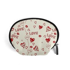 Pattern Hearts Kiss Love Lips Art Vector Accessory Pouches (small)  by BangZart