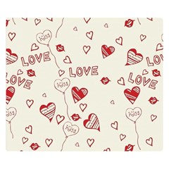 Pattern Hearts Kiss Love Lips Art Vector Double Sided Flano Blanket (small)  by BangZart